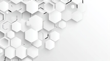 Abstract vector banner design with white background and geometric hexagon pattern for modern technology, innovation, or business concepts