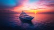 © picUpUp - Luxury yacht at sea sunset