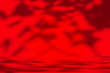 Fototapete - Wall interior background, studio and backdrops show products.with shadow from window color Red background for text insertion and presentation product