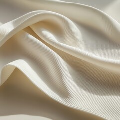Poster - Creamy White Fabric Draping in Soft Folds Studio Shot Close Up Abstract Texture Background Material Design