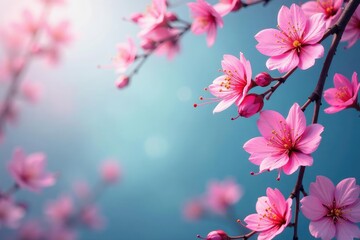 Wall Mural - delicate fuchsia floral pattern, soft blossoms on flowing stems , delicate, texture, wallpaper