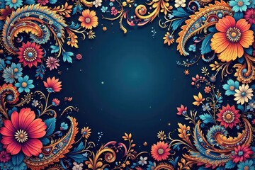 Wall Mural - intricate paisley floral pattern in vibrant hues, whimsical, pink, luxury