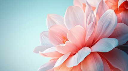 Wall Mural - a 4k stylized background image shows delicate, realistic 3d flower petals rendered at a side angle, 