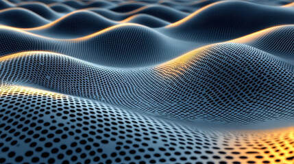 Wall Mural - realistic 4k 3d visual sound background shows a side angle view of abstract waves with an extremely 