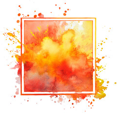 Wall Mural - fiery watercolor burst inside square frame, artistic explosion on a minimalist composition