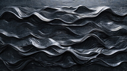 Wall Mural - an abstract 3d background displays realistic waveforms in 4k resolution, presented from a side angle