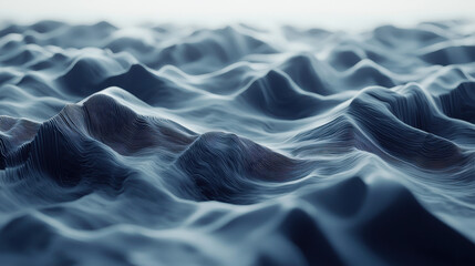 Wall Mural - realistic 4k 3d background shows blue waveforms in a side angle view, creating a visually captivatin
