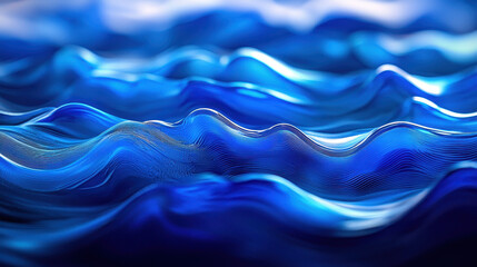 Wall Mural - a vibrant 4k realistic 3d background presents a captivating side view of undulating blue waveforms s
