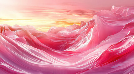 Wall Mural - a realistic 4k 3d background image shows pink waveform graphics flowing dynamically across the scree