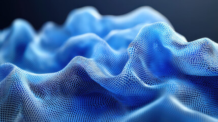 Wall Mural - realistic 4k background shows a flowing wave structure with complex 3d rende, presented from a side 