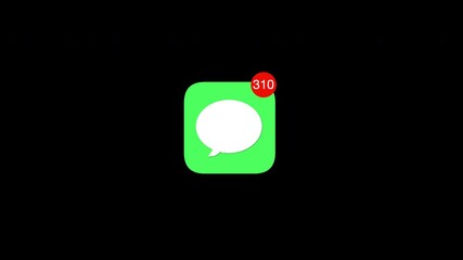 Wall Mural - Message chat icon with rapid incoming contacts on Black background