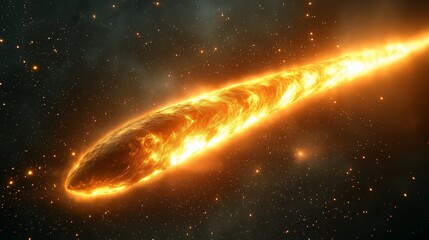 Wall Mural - Close-up of icy comet tail illuminated by a distant sun, realistic rendering,generative ai illustration