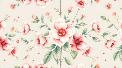  Elegant Pink Floral Pattern Seamless Design for Fabric and Wallpaper