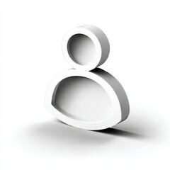 Aufkleber - 3D Rendering of a White User Icon on a White Background with a Soft Shadow, clean and modern.