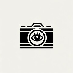 Poster - Photography Vision: A Camera Icon with an Eye Inside the Lens for creative concepts and visual arts