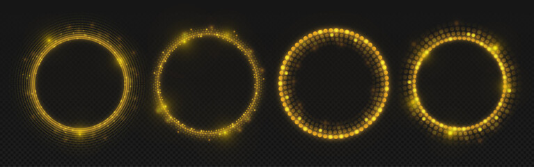 Wall Mural - yellow dot circles set isolated on transparent background. vector realistic illustration of round go