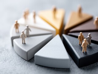 Fototapete - Minimalist Data Visualization Innovative Demographic Pie Chart with Miniature Figurines Revealing Population Segmentation Insights for Strategic Analytics