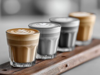 Aufkleber - Artisan Coffee Culture Gradient Latte Showcase - Minimalist Craft Brewing Exploring Barista Skill, Texture, and Visual Storytelling in Contemporary Cafe Design