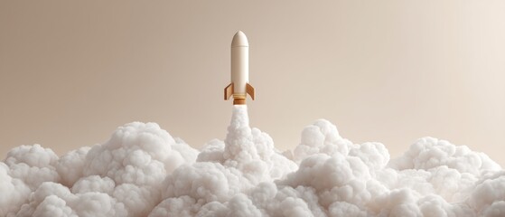 Aufkleber - Minimalist Aerospace Innovation Next-Gen Rocket Launch Visualization for Startup Branding and Tech Disruption Narratives in Clean, Conceptual Design