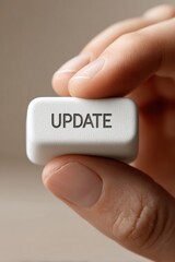 Aufkleber - Minimalist Tech Update Ergonomic White Button Symbolizing Digital Transformation, Seamless Innovation, and User-Centric Technological Progress