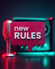 Aufkleber - Neon-Infused Corporate Communication Dynamic New Rules Speech Bubble Visualizing Innovative Organizational Change Management