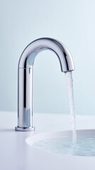 Aufkleber - Minimalist Chrome Touchless Water Solutions Smart Bathroom Innovation for Modern Hygiene with Sleek Sensor-Activated Faucet Design