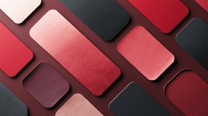 Poster - Minimalist Dynamic Color Blocking Sleek Modern Patch Labels in Deep Crimson and Graphite - Contemporary Design System for Branding and Visual Communication
