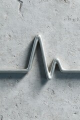 Aufkleber - Minimalist Healthcare Pulse Sleek Metallic Heartbeat Visualization on Industrial Concrete - Innovative Medical Design for Digital Wellness Platforms