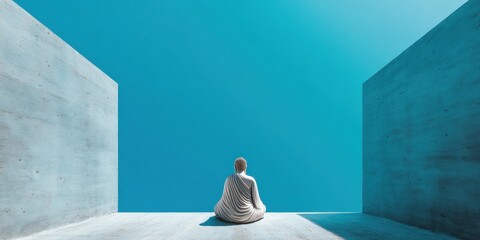 Aufkleber - Minimalist Zen Meditation Architectural Wellness Visualization for Mental Health Tech, Mindfulness Branding and Contemporary Digital Wellness Experiences