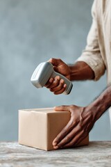 Poster - Minimalist E-Commerce Logistics Wireless Barcode Scanning in Modern Fulfillment - Streamlined Shipping Technology for Digital Retail Efficiency