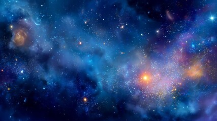 Wall Mural - Vibrant cosmic galaxy featuring colorful stars set against a rich deep blue backdrop