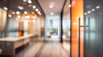Modern office interior featuring dynamic meeting space and blurred background with professional design