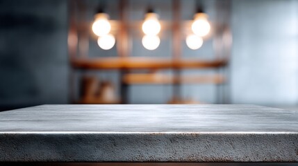 Leinwandbilder - Urban Industrial Minimalist Product Staging Concrete Texture Workspace with Soft Bokeh Lighting - Premium Content Creation and Modern Merchandising Aesthetic
