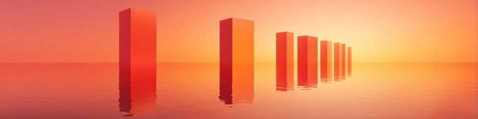 Poster - Minimalist Urban Resilience Gradient Architectural Visualization of Structural Dynamics in Sunset Spectrum - Innovative Design Futures and Spatial Transformation