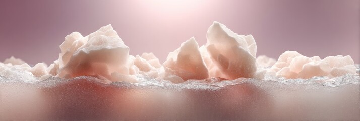 Aufkleber - Ethereal Climate Intimacy Soft Iceberg Formations in Blush Tones - Minimalist Environmental Narrative of Fragile Arctic Ecosystems