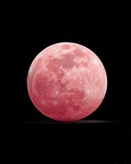 Poster - Celestial Wellness Blood Moon Strawberry Supermoon - Immersive Astronomical for Digital Content, Mindful Cosmic Exploration and Scientific Visualization