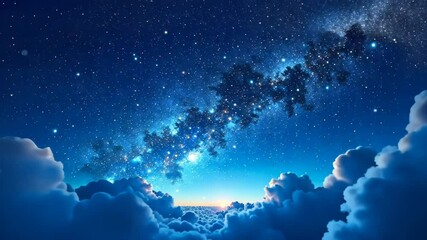 Wall Mural - Above the Clouds, a Majestic Night Sky Unveils the Milky Way's Cosmic Dance