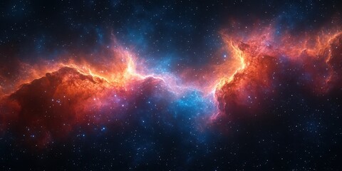 Wall Mural - Vibrant cosmic nebula illuminated by bright stars in deep space during a vast celestial event