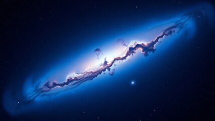 Wall Mural - a stunning cosmic image reveals a vibrant blue galaxy with intricate details and glowing nebulae aga