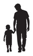 © Silhouette designer - Silhouette of a father and child holding hands, symbolizing love, care, and family bonding