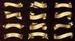 © ahmad - Set of gold ribbon banners template design. Luxury ribbons isolated on black background. vector