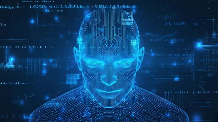 Poster - Digital Human Circuitry Head in Cyberspace