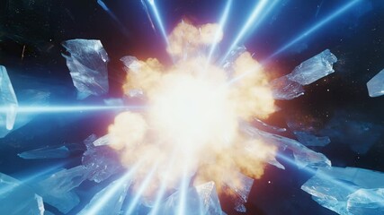 Fototapete - Cosmic Ice Explosion Bright Energy Burst