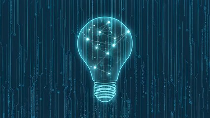 Aufkleber - Glowing Lightbulb on Digital Circuit Background