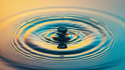 Poster - Water Drop Impact Teal and Gold Ripples
