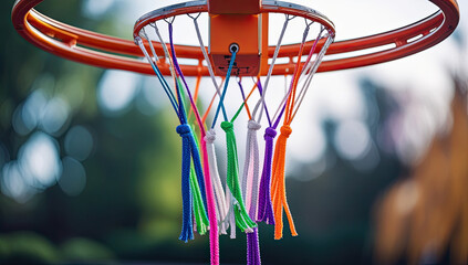 Colorful Basketball Net Abstract Background with Vibrant Rainbow Hues Wallpaper