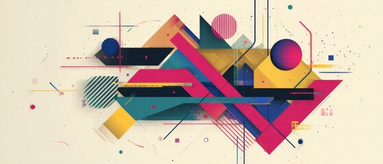 Wall Mural - modern abstract geometric background with vibrant colors and dynamic shapes, creating a contemporary