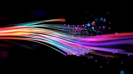 Wall Mural - the interplay of light and color in optical fibers creates a stunning visual effect.