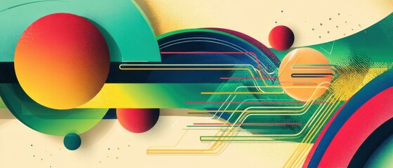 Poster - vibrant abstract background with colorful geometric shapes and lines, creating a modern and dynamic 
