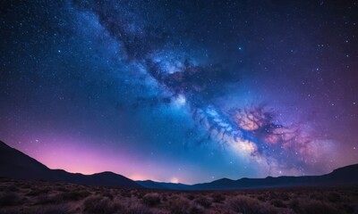 majestic milky way galaxy over serene desert landscape at night